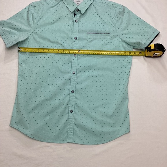 Craft Flow Mens Short Sleeve Button Down Shirt Blue Dot Print - Large - Picture 6 of 7